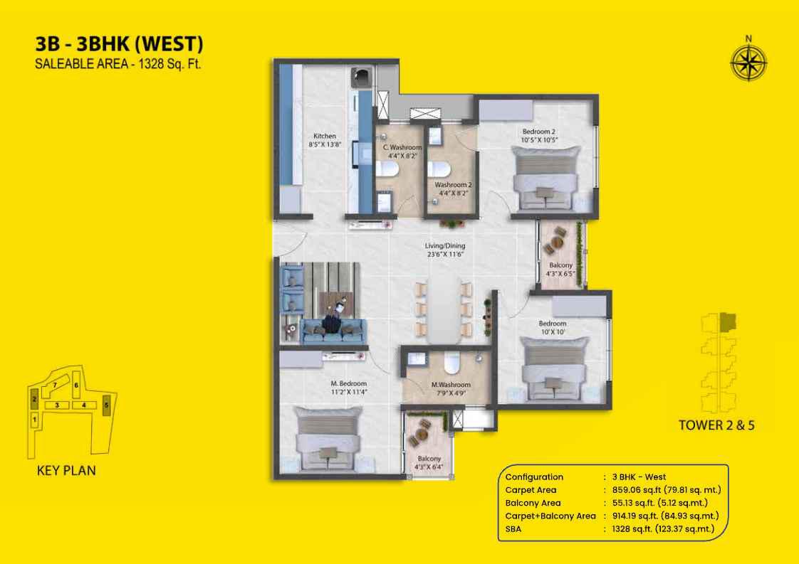 3 BHK Floor Plan 2